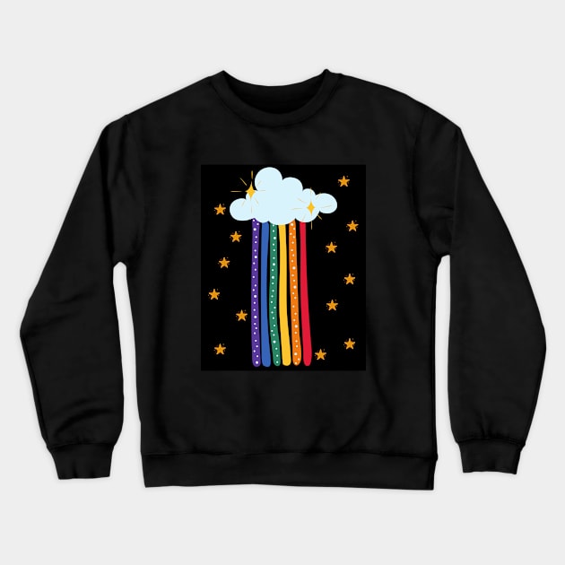 Colorful Rainbow With Stars Design Crewneck Sweatshirt by TANSHAMAYA